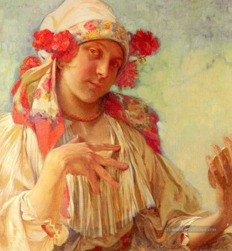  Maria Tableaux - Maria Jeune Fille En Costume Morave Art Nouveau tchèque Alphonse Mucha